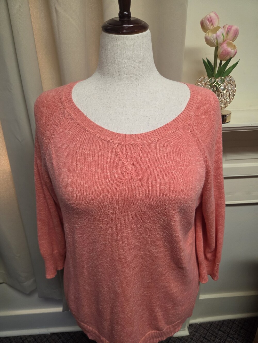 Sonoma Lifestyle Coral Knit Scoop-Neck Sweater Size XL